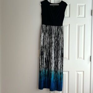 AB Studio Maxi Dress, Blue, White and Black. Women's Size S